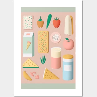 Snack Time - Pastel Colored Pattern Posters and Art